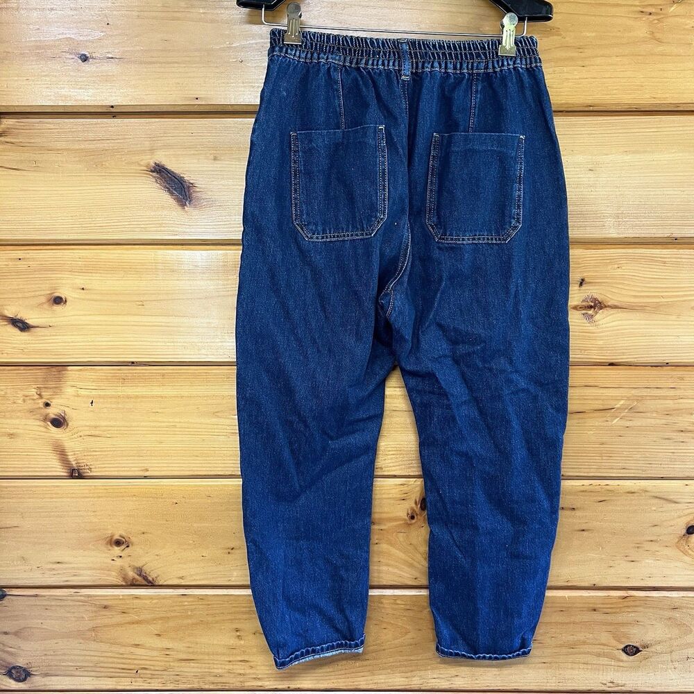 Zara Womens Size 4 Baggy Jeans Seamed Dark Wash Denim Front Patch Pockets - Picture 5 of 7